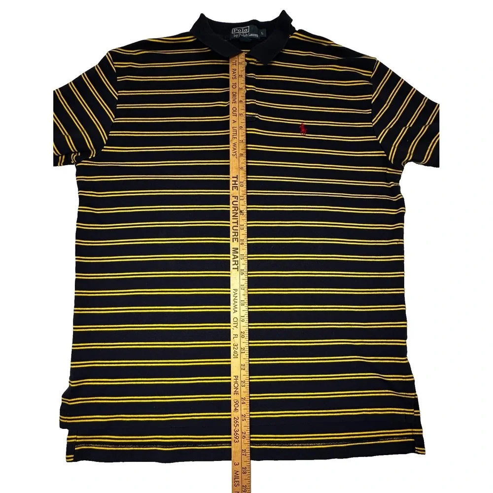 Ralph Lauren Mens Short Sleeve Polo Striped Red Pony Large
